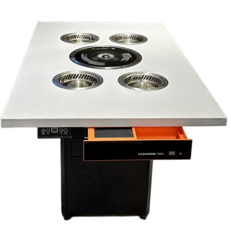 Marble countertop 4-seat small hot pot smokeless h...