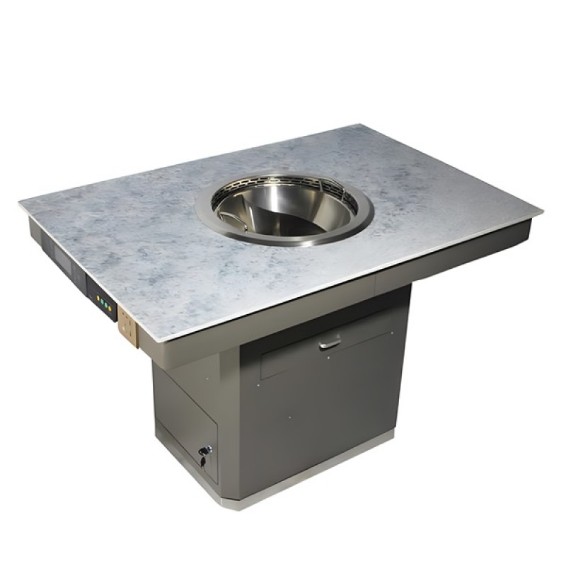 Smart marble smokeless hotpot table with built-in ...