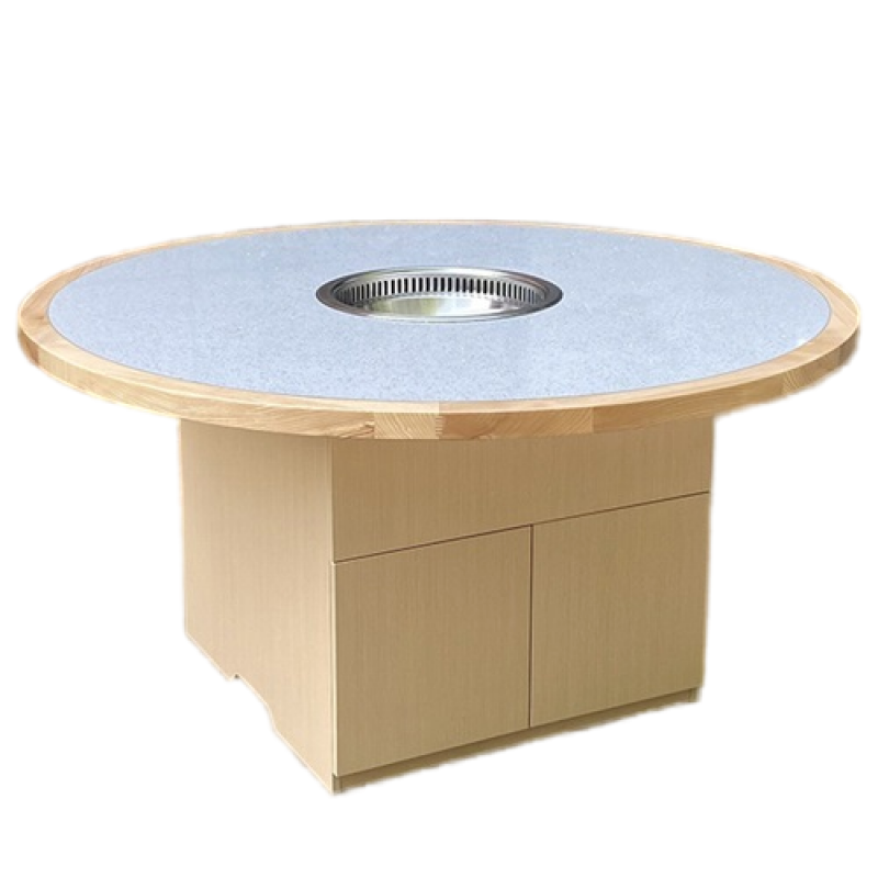 Solid wood edged marble countertop smokeless purif...