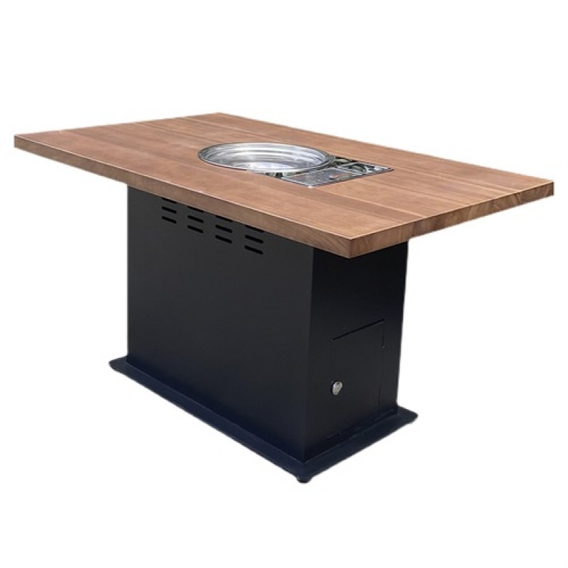 Iron table base, solid wood countertop, sunken ind...