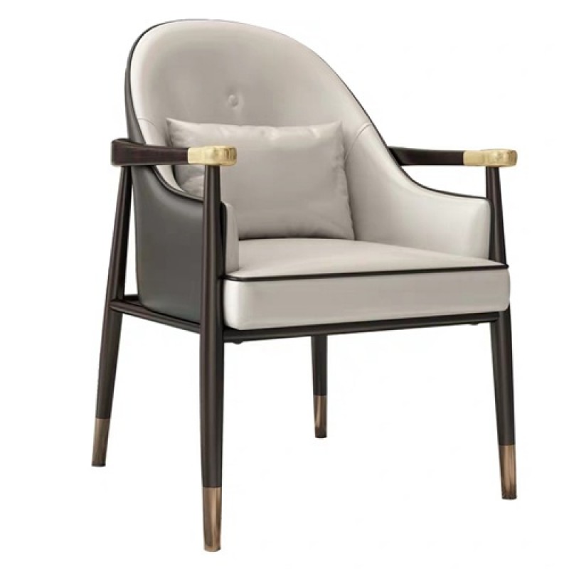 Solid wood leather soft bag cafe chair