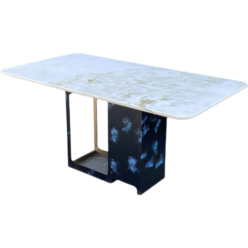 New Chinese style marble iron rectangular dining t...