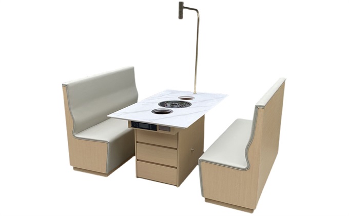 Marble shabu-shabu and grill-in-one hot pot table_Shabu-shabu and grill all-in-one buffet hot pot table