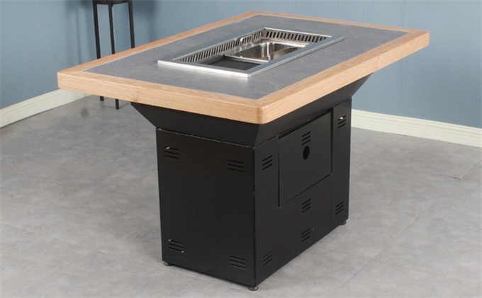Smokeless grilling and shabu-shabu integrated barbecue table_shabu-shabu integrated commercial hot pot table