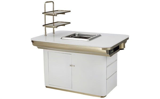 Marble countertop intelligent smokeless purification lower exhaust smokeless hot pot table