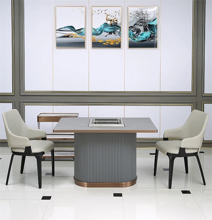 Fashionable and luxurious lower exhaust intelligent smokeless purification hot pot table