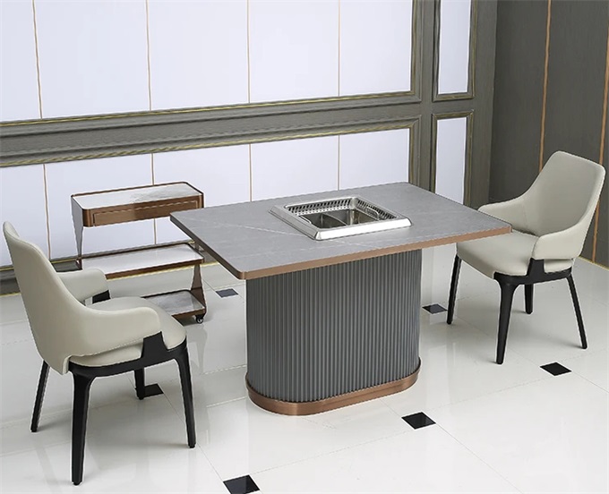 Fashionable and luxurious lower exhaust intelligent smokeless purification hot pot table