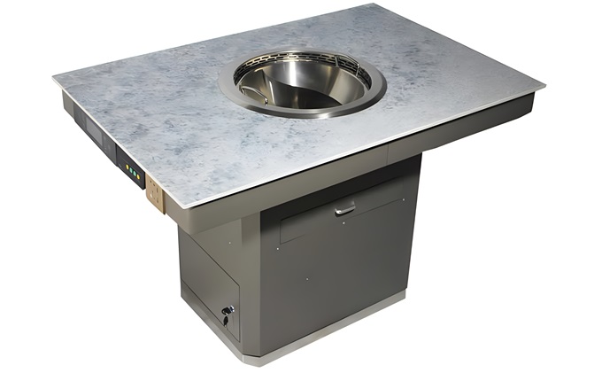 Smart marble smokeless hotpot table with built-in smokeless purifier