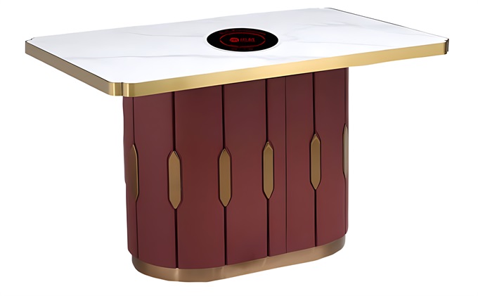 Marble countertop 4-seat induction cooker hot pot table