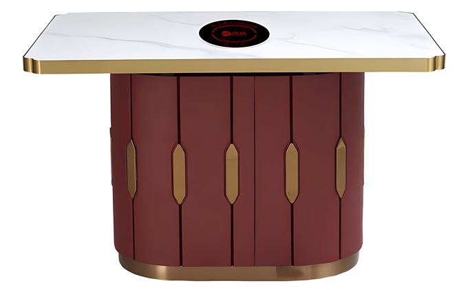 Marble countertop 4-seat induction cooker hot pot table