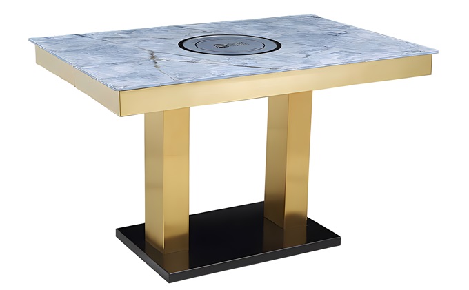 Stylish and simple marble countertop embedded induction cooker hot pot table
