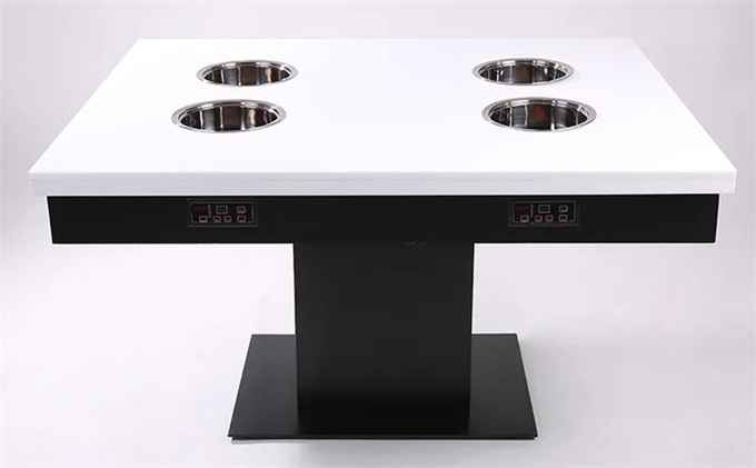 Marble countertop 4-person hot pot dining table