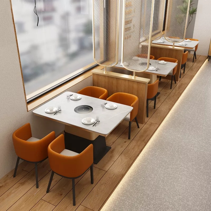 High-end hot pot restaurant marble dining hot pot table