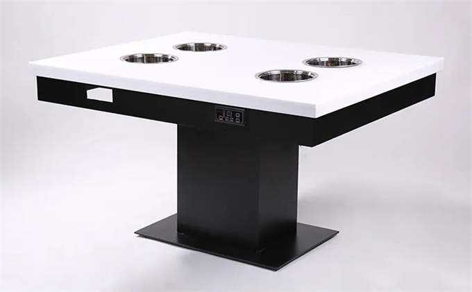 Marble countertop 4-person hot pot dining table