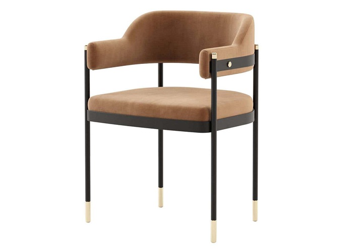 Cafe Casual Iron Velvers Soft Bag Back Chair