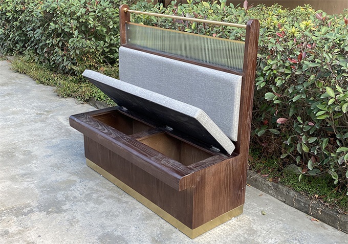 Hot pot barbecue shop with storage function solid wood card sofa
