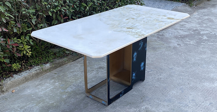 New Chinese style marble iron rectangular dining table