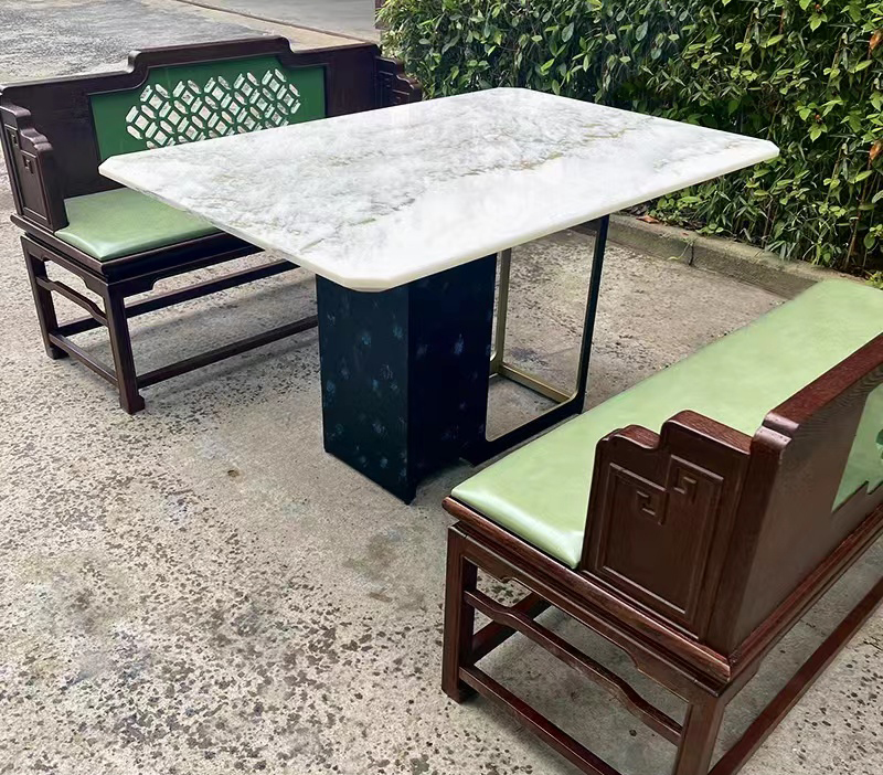 New Chinese style marble iron rectangular dining table
