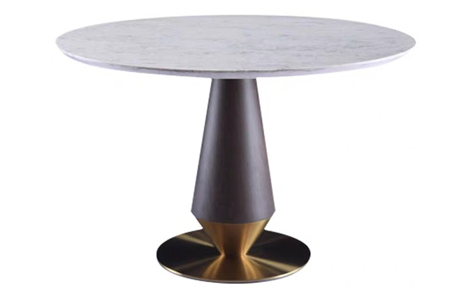 Stylish marble round table in high-end Chinese restaurant