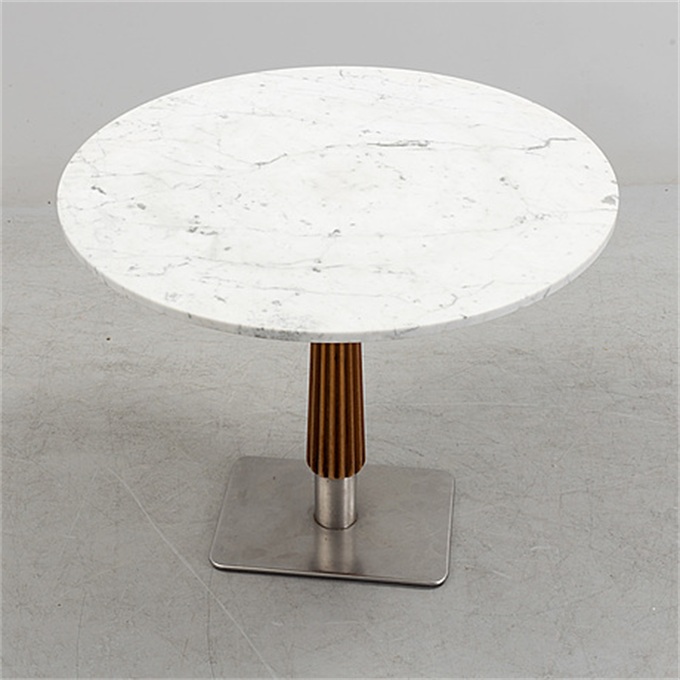 Western restaurant stainless steel marble dining table