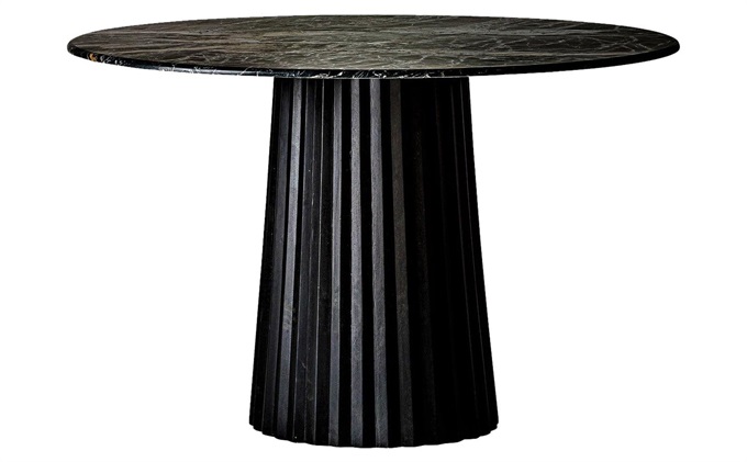 Western restaurant solid wood table base natural marble top round high-end dining table